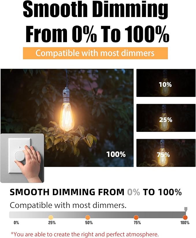 Lumiverse Dimmable Edison Bulbs 60 Watt LED, 2700K Soft White, Antique Style - Image 3