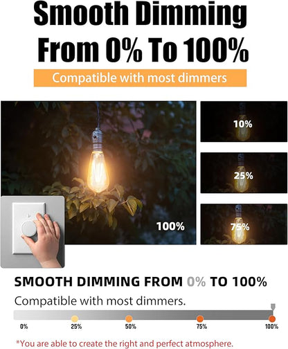 Lumiverse Dimmable Edison Bulbs 60 Watt LED, 2700K Soft White, Antique Style - Image 3