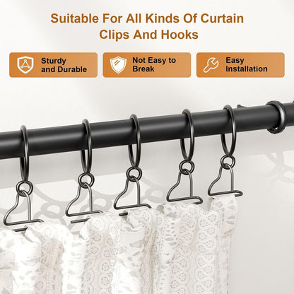 50 Pack Metal Curtain Rings with Eyelets, 1.5 inch Inner Diameter Drapery Rings Apply for Curtain Rods(Fits Up to 1 1/4-Inch Rod)