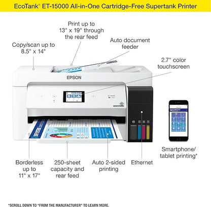 Epson EcoTank ET-15000 Wireless Color All-in-One Supertank Printer - Image 3