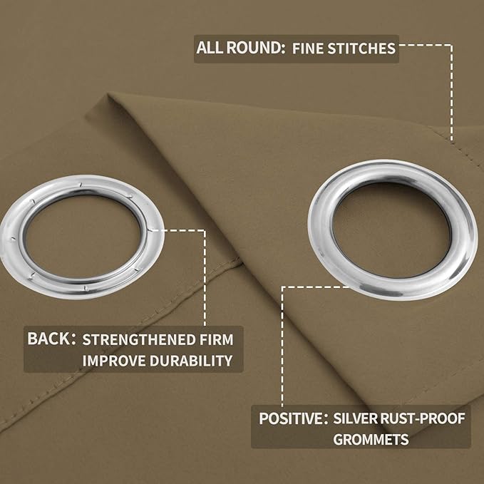 Easy-Going Blackout Curtains for Bedroom, Solid Thermal Insulated Grommet and - Image 4