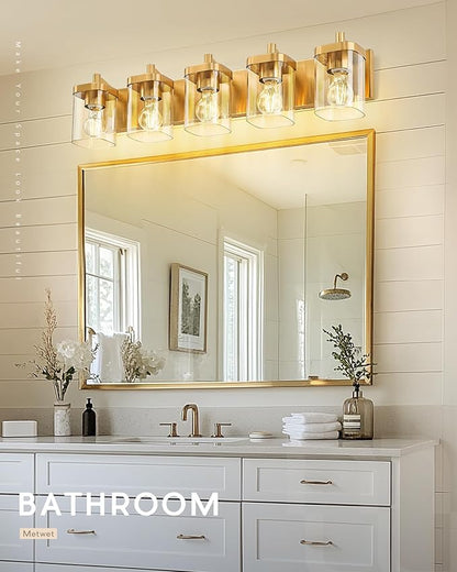 METWET Bathroom Light Fixtures, 5-Light Modern Wall Sconces - Image 4