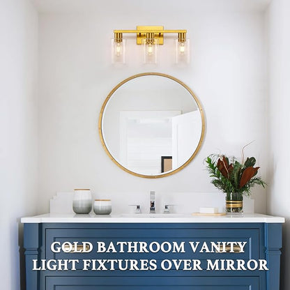 SOPEAS Gold 3-Light Bathroom Vanity Light, Modern Brushed Gold Vanity Lights - Image 6