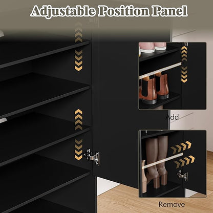 Shoe Cabinet Storage for Entryway, 5 Tier Fluted Shoe Storage Cabinet - Image 3