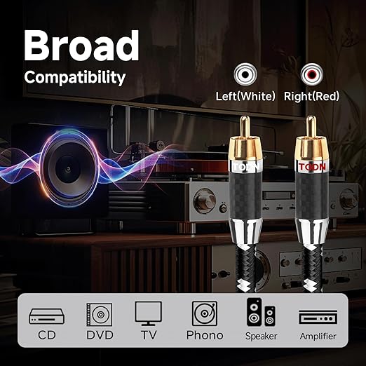 TODN High End OFC RCA Cables for Audiophile Shielded RCA Cable Car Audio Male - Image 8