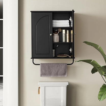 Bathroom Storage Cabinet with Adjustable Wood Shelves, Unique Arched Groove - Image 8