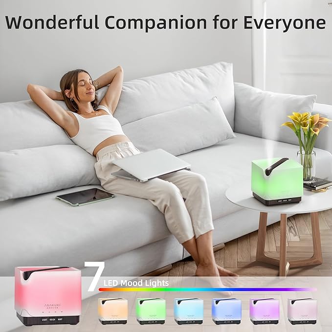 ASAKUKI Essential Oil Diffuser, Auto-Off Safety Switch, and 7 LED Light Colors - Image 3