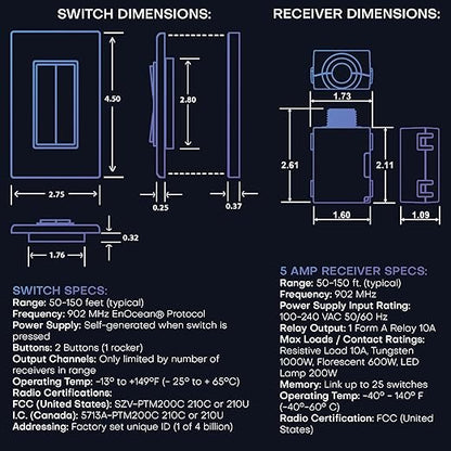 RunLessWire Fan & Light Battery-Free DIY Wireless Light Switch Kit 150ftRF - Image 8