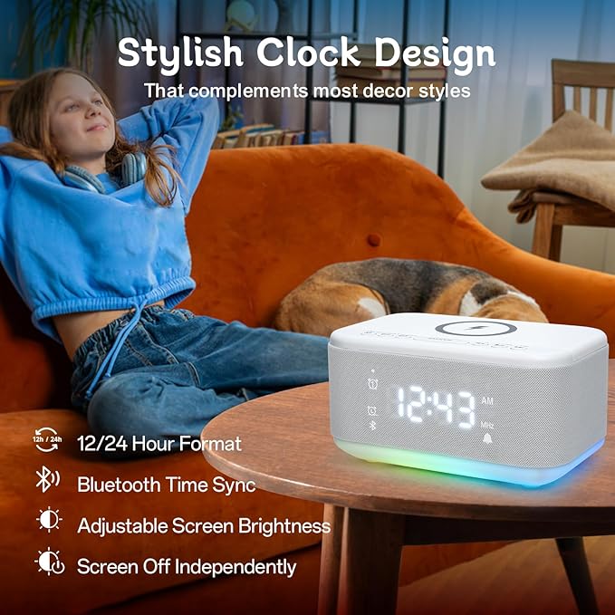 Bluetooth Alarm Clock Radio Bedroom, Digital Dual Alarm Clock Bedroom - Image 2