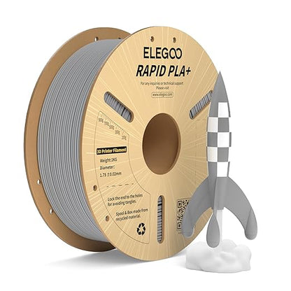 ELEGOO Rapid PLA Plus Filament 1.75mm Gray 1KG, PLA+ 3D Printer Filament by ELEGOO
