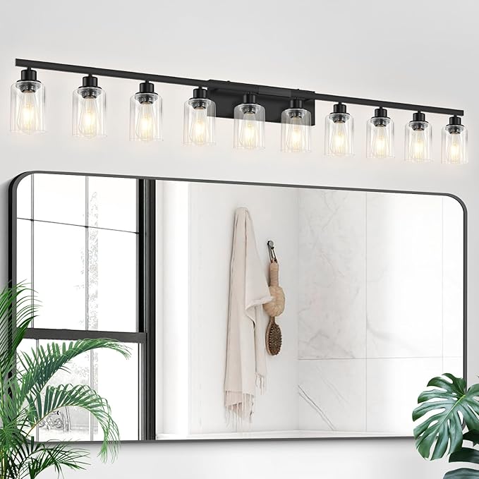 DIKAIDA 10 Light Bathroom Vanity Lights Over Mirror, 65.4inch Black Vanity - Image 2