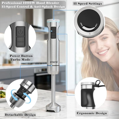 Handheld immersion Blender 11-Speed, 1000W Immersion Blender - Image 2