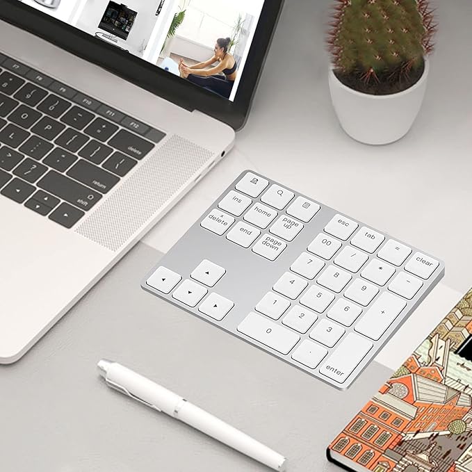 Lekvey Bluetooth Number Pad, Aluminum Rechargeable Wireless Numeric Keypad Slim - Image 2
