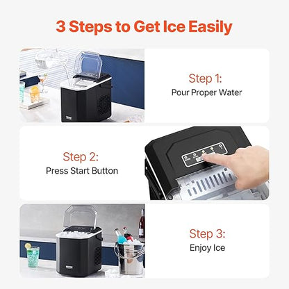 VEVOR Countertop Ice Maker, 9 Cubes Ready in 6 Mins, 26lbs in 24Hrs, - Image 5