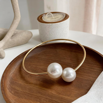 Elegant Pearl Curtain Tiebacks, Gold Metal Circle, 3.94 * 0.98 inches | Double-Pearl