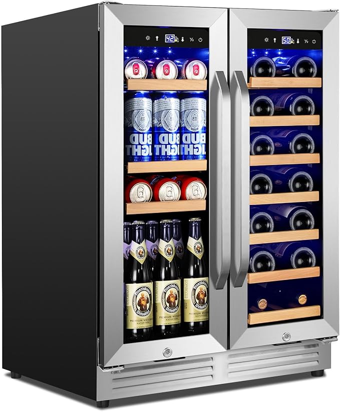 24 Inch Upgraded Wine and Beverage Refrigerator– Dual Zone Beverage Cooler - Image 9