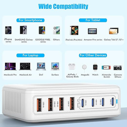 USB C Charger Block, 200W GaN 8 Port USB C Charging Station USB Hub Block Cube - Image 7