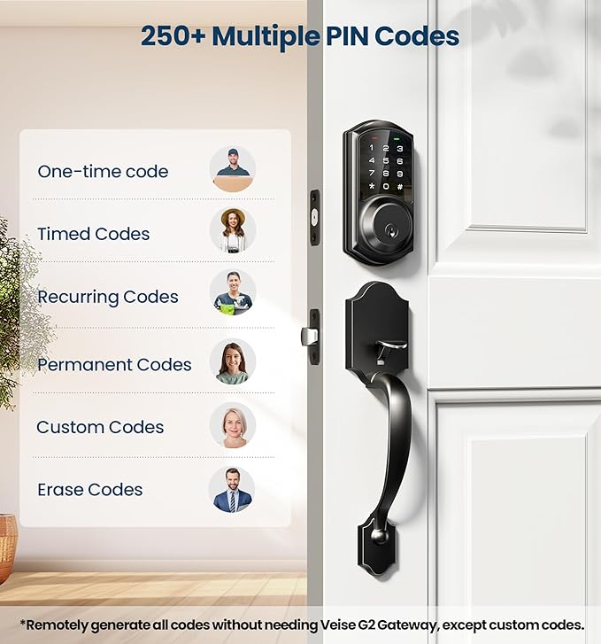 Veise VE06-H Smart Front Door Lock Set, App Control, Keyless Entry Deadbolt - Image 3