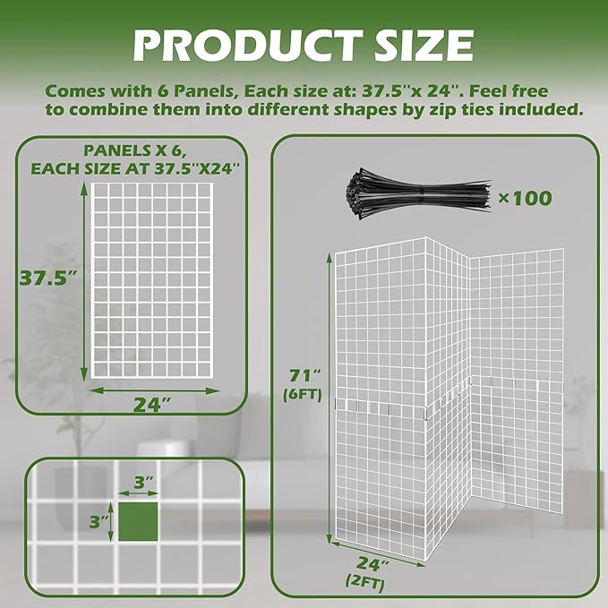 Koretech Grid Wall Panels 3 Pcs, Commercial Grade Gridwall Panels, Metal Grid - Image 3