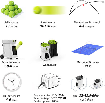 smart tennis ball machine - auto serve with shown in use