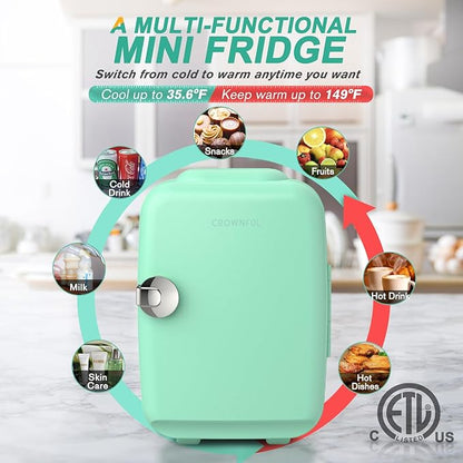CROWNFUL Mini Fridge, 4 Liter/6 Can Portable Cooler and Warmer Personal - Image 3