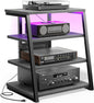 Besiost AV Media Stand with Outlets, Media Console with LED Lights, Stereo by Besiost