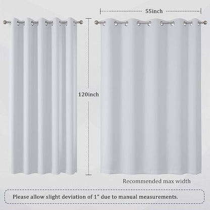 DUALIFE Greyish White Curtains 120 Inch Length Grommet Top Blackout Curtain - Image 6