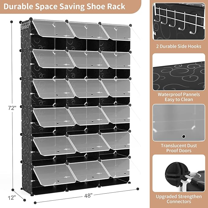 ROJASOP Portable Shoe Rack Organizer, 72 Pairs Covered Shoe Rack Shoe Organizer - Image 3