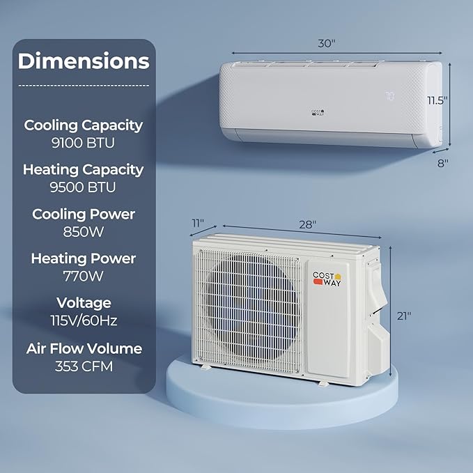 COSTWAY 9000 BTU Mini Split Air Conditioner, - Image 7