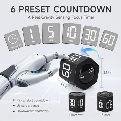Productivity Timer 1, 60 Minutes Preset, Desk Cube Timer - Image 2