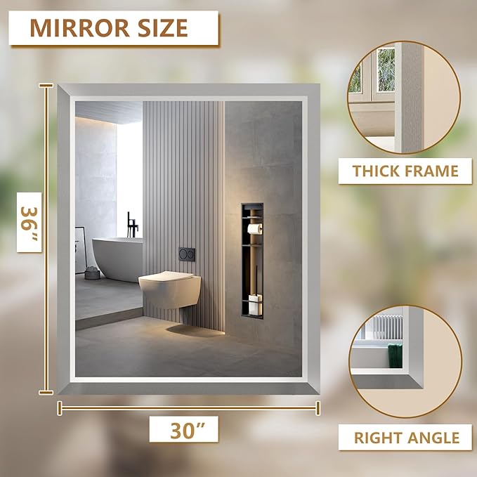 SMIROR Brushed Silver Bathroom Mirror - Image 2