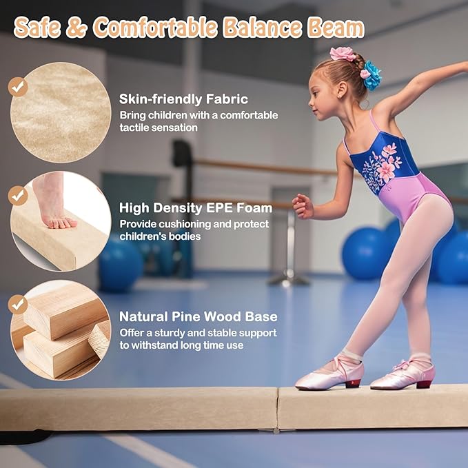 Giantex 7FT/8FT/9FT Balance Beam, Folding Gymnastics Beam w/Carry Handles - Image 3