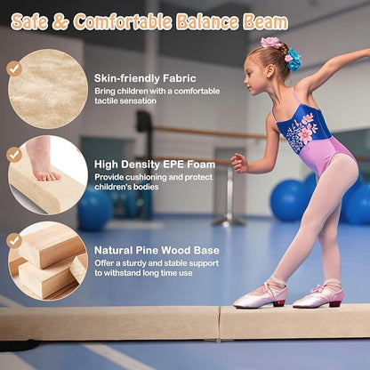 Giantex 7FT/8FT/9FT Balance Beam, Folding Gymnastics Beam w/Carry Handles - Image 3
