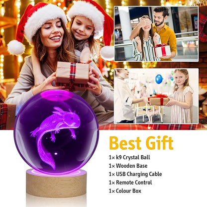 LQYHZCZQ 3D Axolotl Crystal Ball Night Light - Image 5