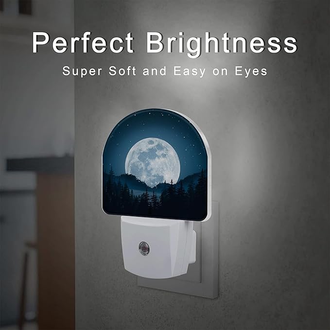 Full Moon and Misty Forest Night Light Plug into Wall, Starry Sky and Forest - Image 2