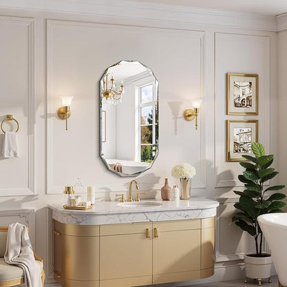 GLASHOM Beveled Edge Frameless Bathroom Mirror, Oval Wall Mirror - Image 9
