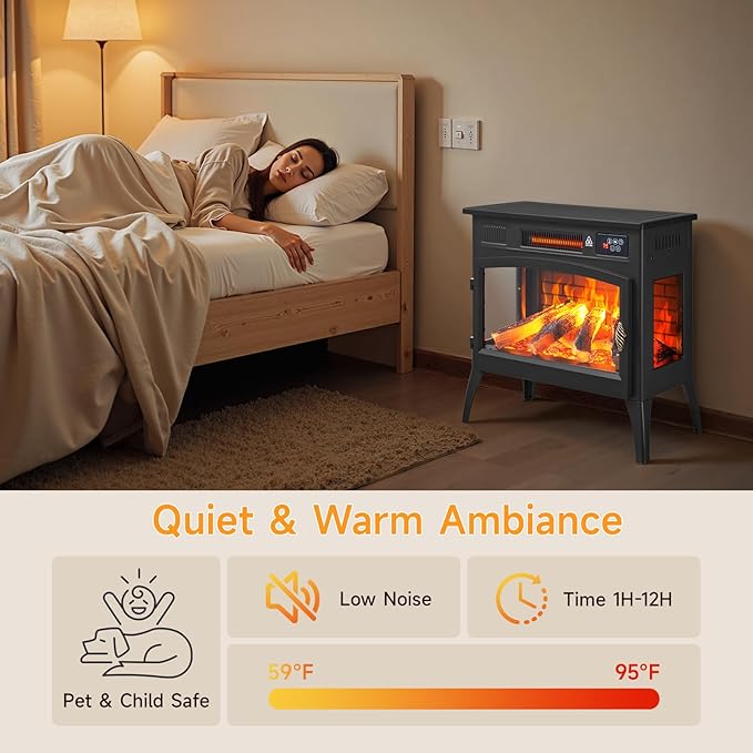 24″ Freestanding Electric Fireplace Stove - Image 8