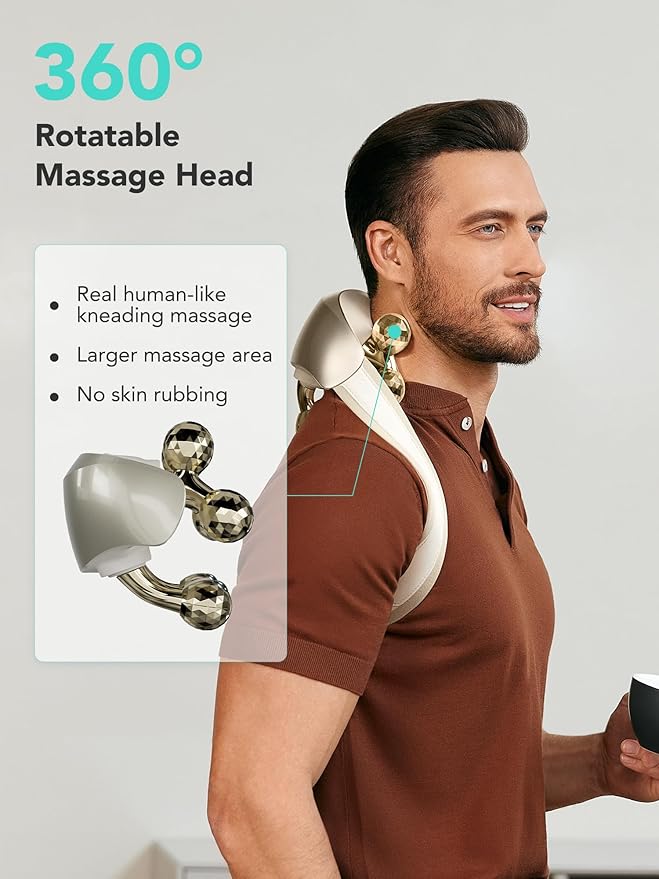 SKG Neck Massager for Pain Relief Deep Tissue Shiatsu Cordless Neck and - Image 3