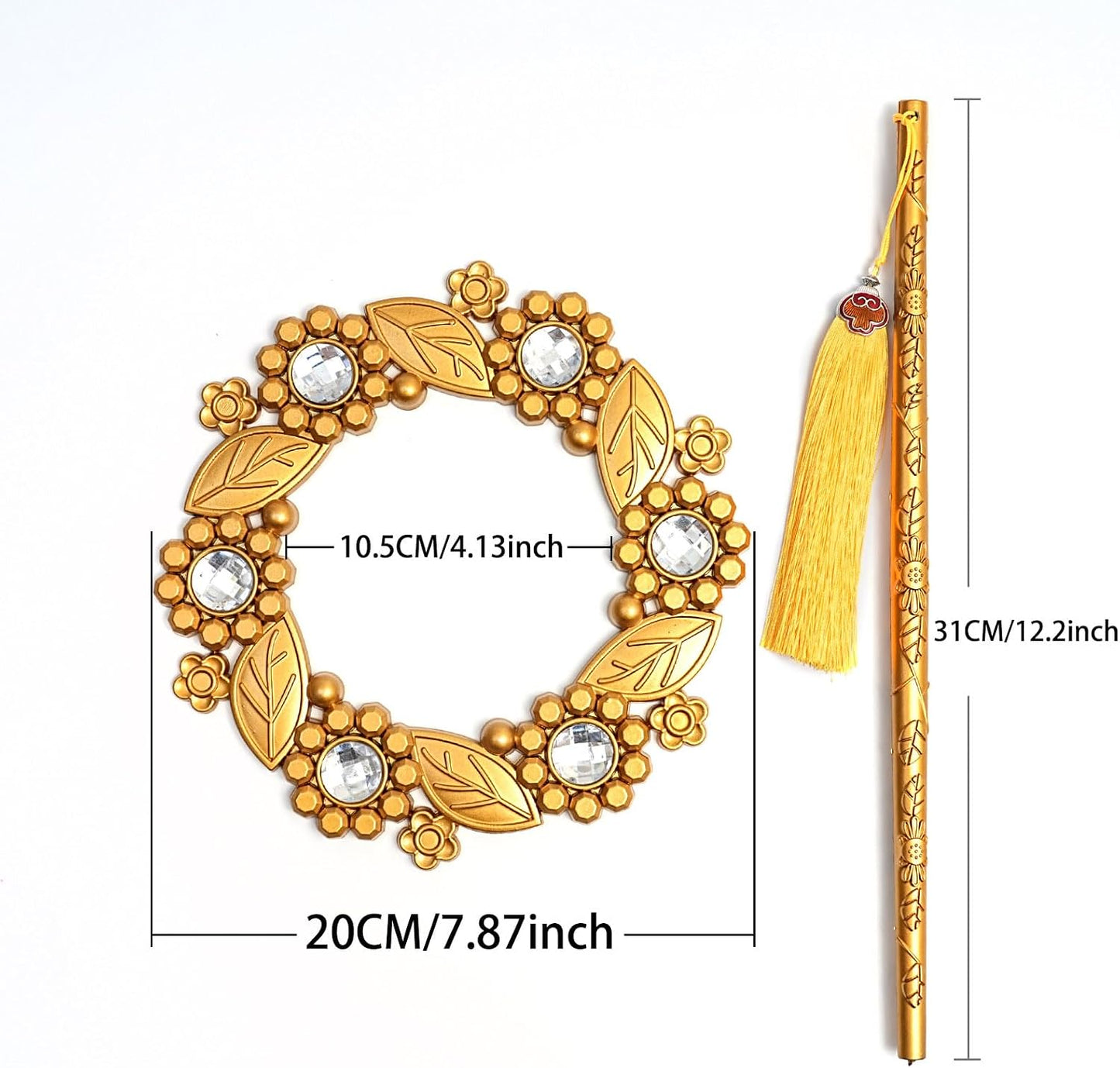 Decorative Curtain Holdback Set with Crystal Floral Design, 2 Pack Silver and Gold Tiebacks with Tassels, Elegant Wall-Mounted Drapery Holders (Golden)