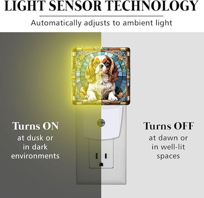 PODMemory Cavalier King Charles Spaniel Stained Glass Night Lights Plug into - Image 3
