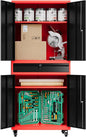 73" Metal Cabinet-Black & Red Heavy Duty Rolling Storage Cabinet Steel Tool by Fesbos