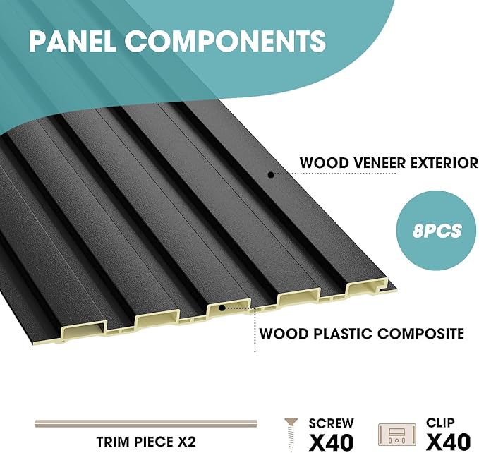 OUZUGIE WPC Acoustic Slat Wall Paneling, Living Room, TV Background, Study Room - Image 4