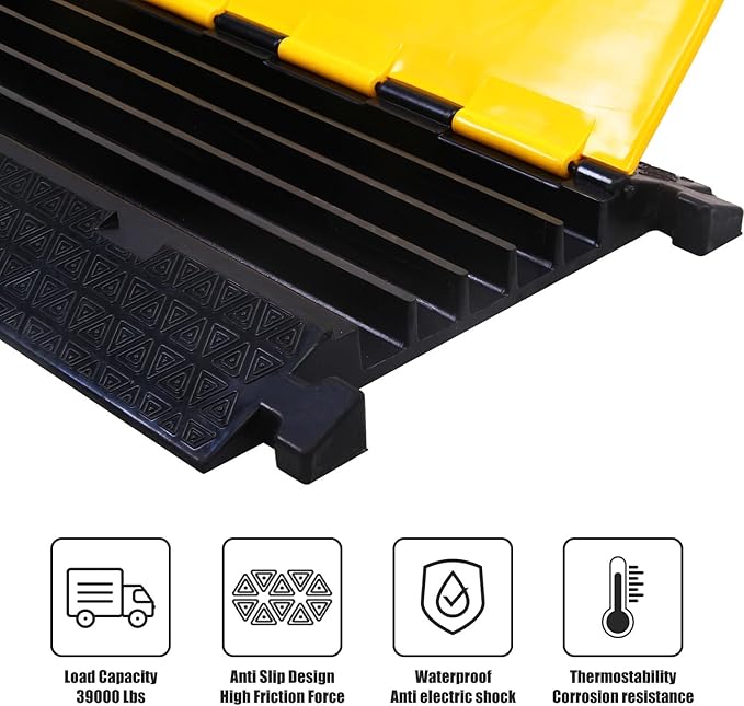 OranLite Rubber Cable Protector Ramp, Heavy Floor Cable Wire Cord Cover Speed - Image 7