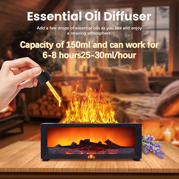 Fireplace Humidifier Diffuser, 7 Colors Flame Diffuser - Image 5