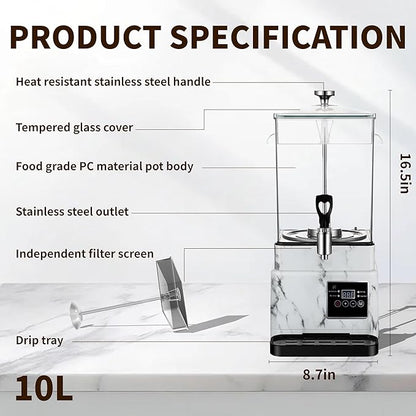 Coffee Urn Commercial Coffee Maker, 10 L 65 Cups, Transparent Electric - Image 3