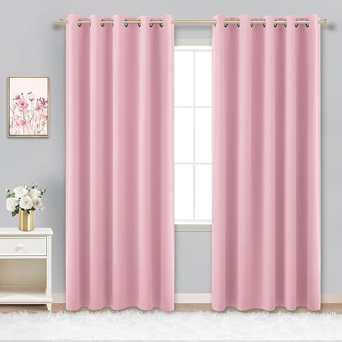 KOUFALL Light Pink Blackout Curtains 72 x 84 Inches Long by KOUFALL