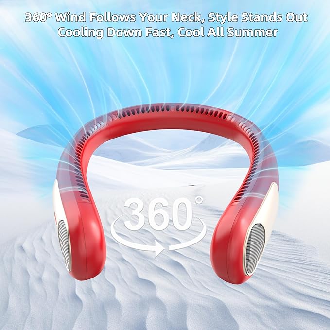 Portable Neck Fan, Personal Wearable Bladeless Fan, LED Display, 6000mAh USB - Image 2