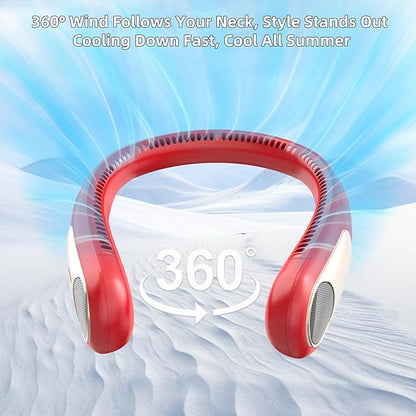 Portable Neck Fan, Personal Wearable Bladeless Fan, LED Display, 6000mAh USB - Image 2
