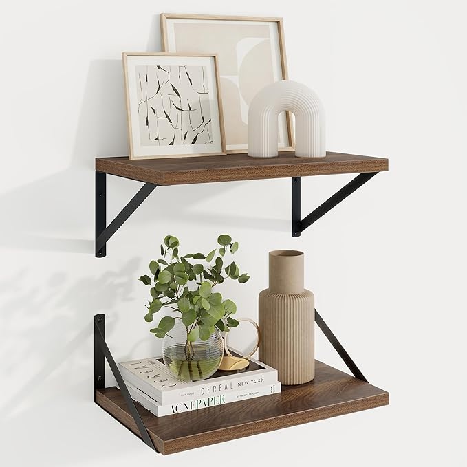 Axeman Deep Floating Shelves | 16 Inch Walnut Wall Shelves Set of 2 | 10 Inch by Axeman