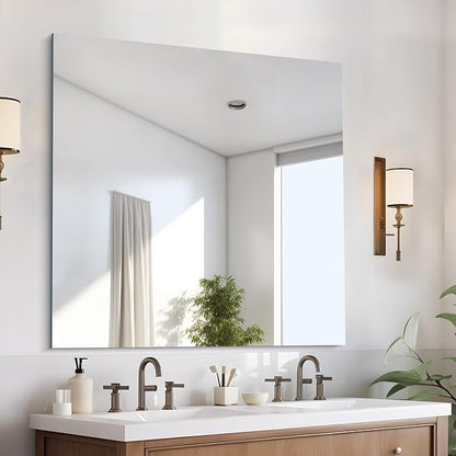 CILIBER Frameless Mirror, 39x39 inch Square Bathroom Mirrors by CILIBER